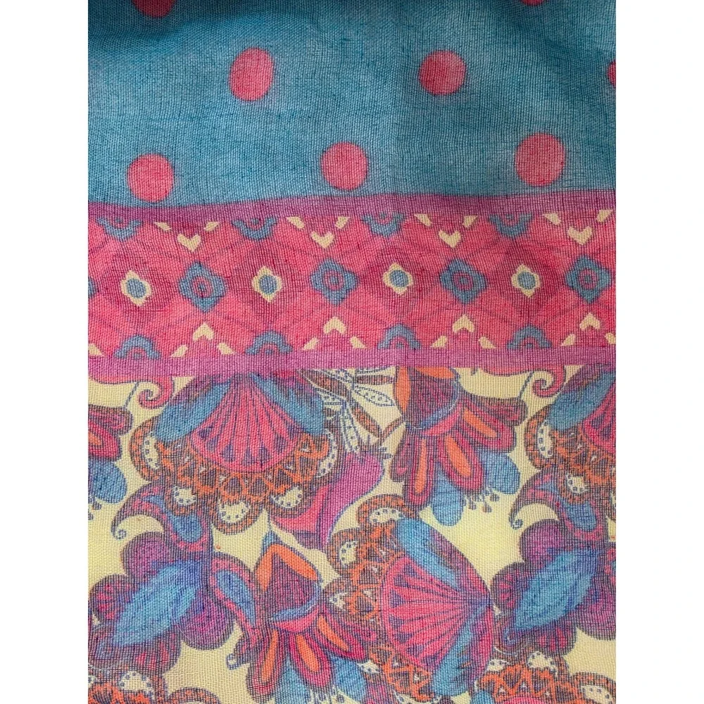 Multi Bright Floral Polka Dot Infinity Scarf Teal Pink Mixed Print‎ Lightweight